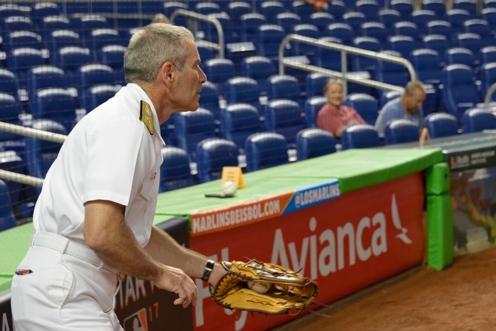 Marines, Sailors open Marlins Game