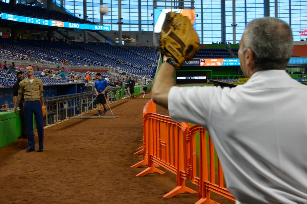 Marines, Sailors open Marlins Game