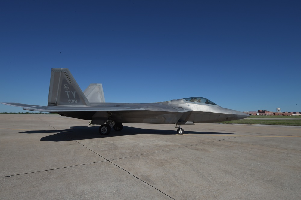 F-22A Raptor visits Tinker AFB, Oklahoma.