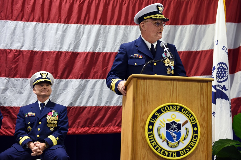 Coast Guard 13th District holds change-of-command ceremony in Seattle