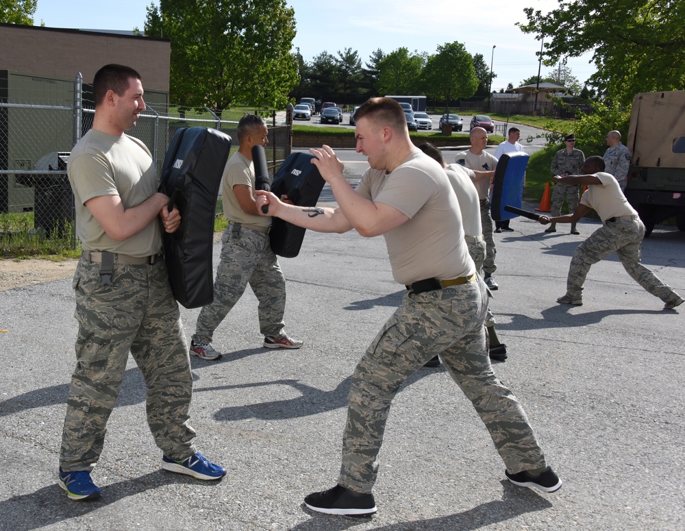 166th Security Forces Defenders practice combative training techniques