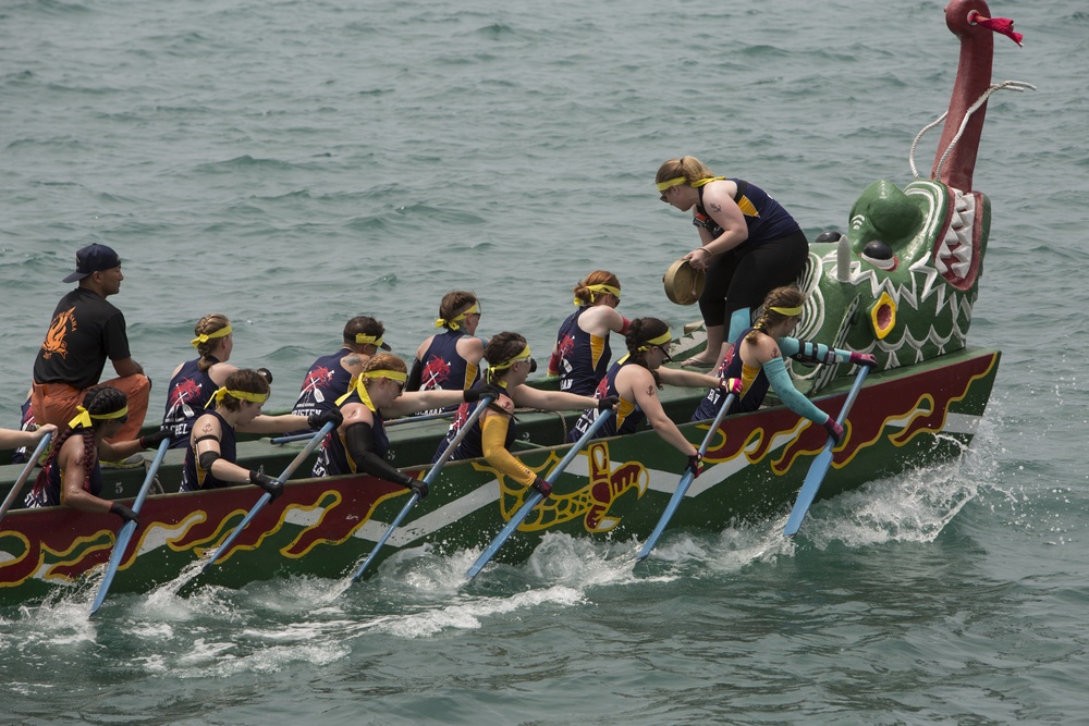 Service members compete in 43rd Naha Harii Festival 2017 Dragon Boat races