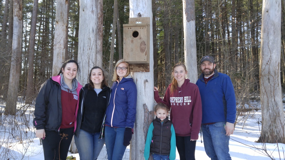 Students install Wood Duck boxes at Hodges Village Dam