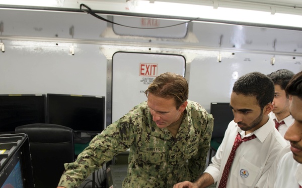 Task Force 56 Sailors demonstrate technology gear to Bahraini Students