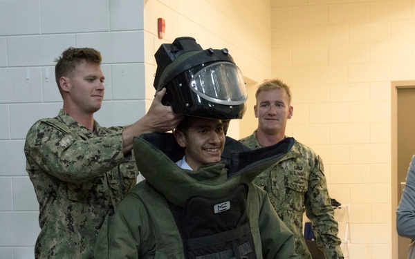 Task Force 56 Sailors demonstrate technology gear to Bahraini Students