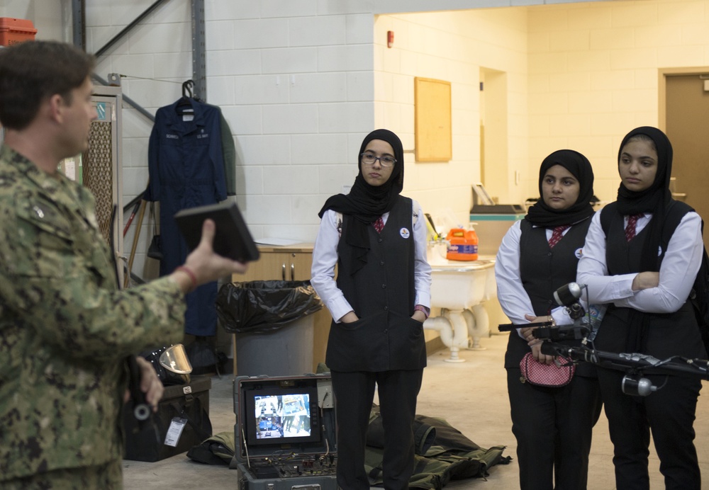 Task Force 56 Sailors demonstrate technology gear to Bahraini Students