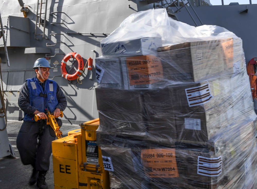 USS Wayne E. Meyer Conducts a Replenishment-at-Sea