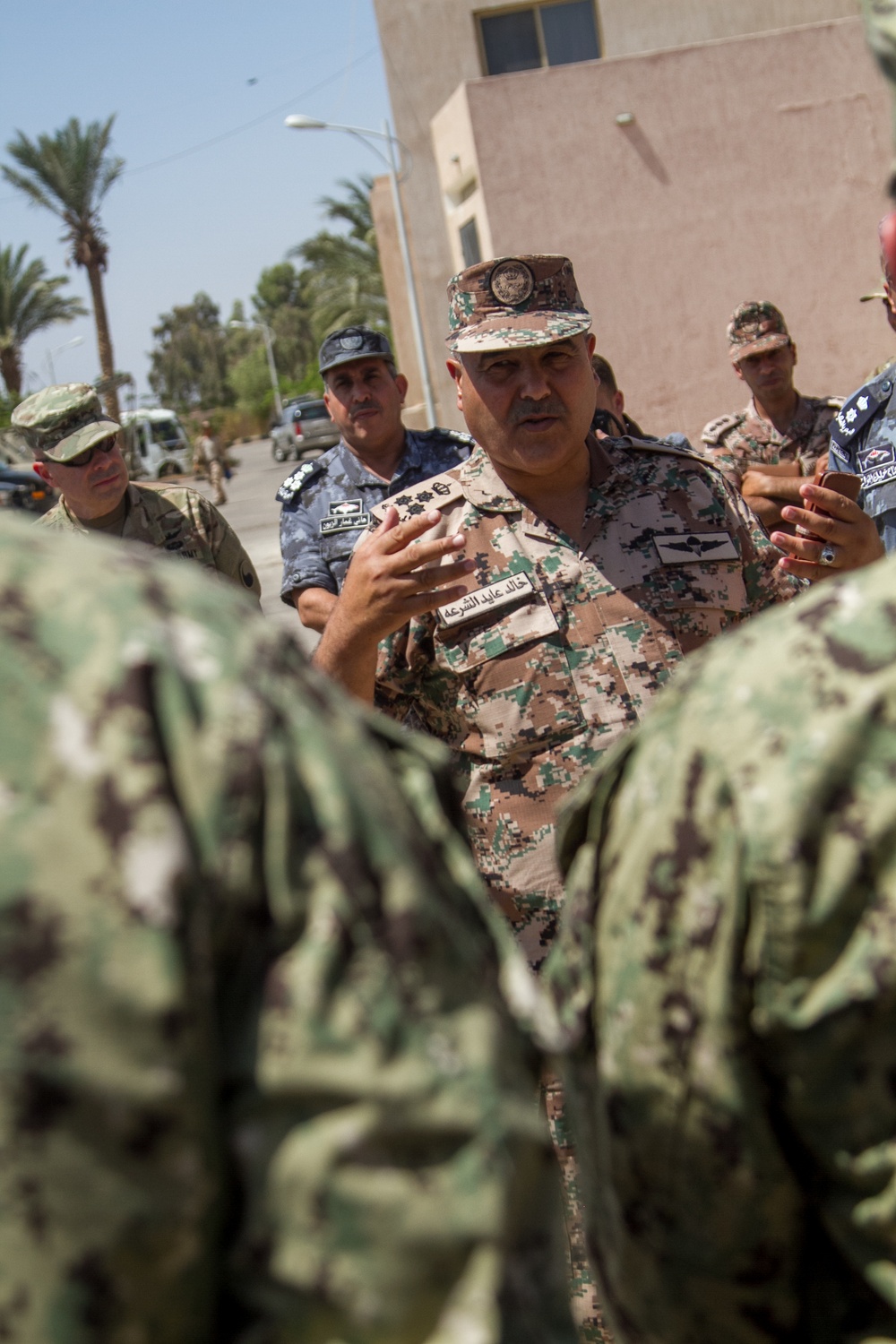 Eager Lion 17: Jordanian Brig. Gen. Khalid al-Shara addresses a group of Coast Guard during an multi-national exercise