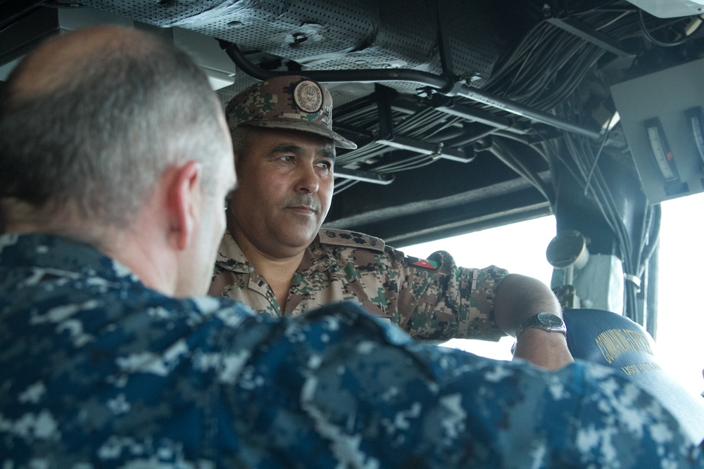 Jordanian Brig. Gen. Khalid al-Shara aboard USS Bataan during Eager Lion 17