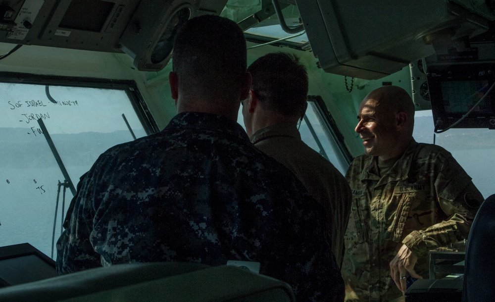 Brig. Gen. Jeffrey Kramer abroad the USS Bataan during Eager Lion 17