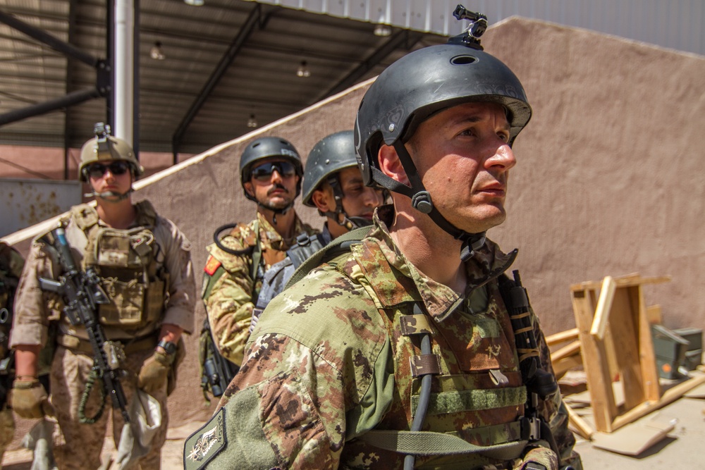 Italian soldier at repel tower at Eager Lion 17