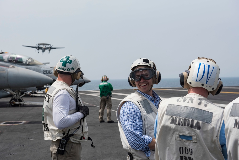 GHWB is the flagship of Carrier Strike Group (CSG) 2, which is comprised of the staff of CSG-2; GHWB; the nine squadrons and staff of Carrier Air Wing (CVW) 8; Destroyer Squadron (DESRON) 22 staff and guided-missile destroyers USS Laboon (DDG 58) and USS