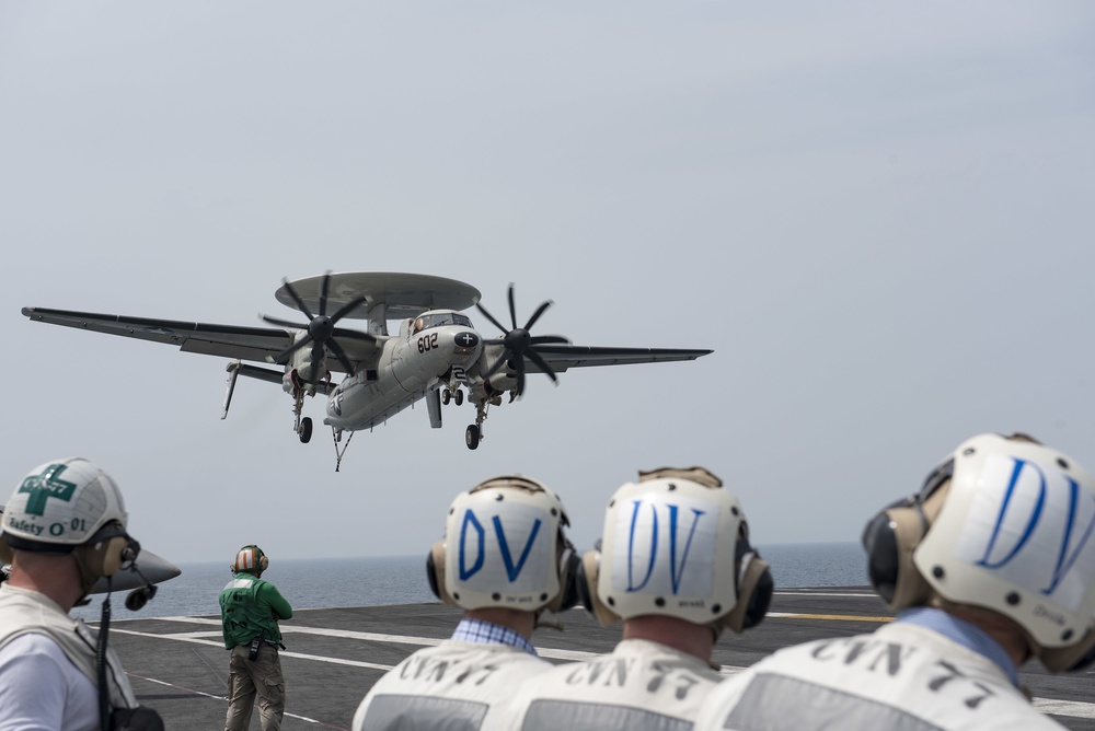 GHWB is the flagship of Carrier Strike Group (CSG) 2, which is comprised of the staff of CSG-2; GHWB; the nine squadrons and staff of Carrier Air Wing (CVW) 8; Destroyer Squadron (DESRON) 22 staff and guided-missile destroyers USS Laboon (DDG 58) and USS