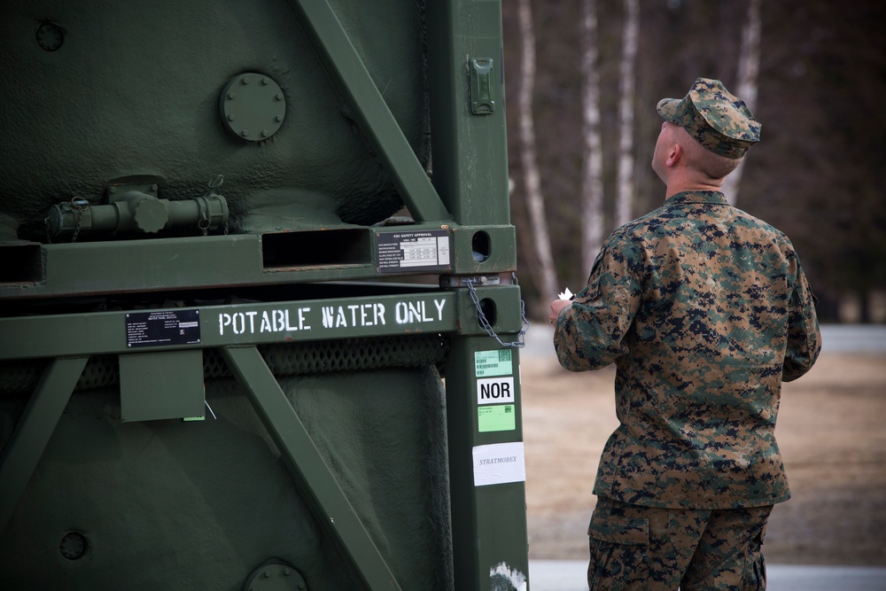 Marines assemble ground combat equipment from Norwegian caves during STRATMOBEX 17