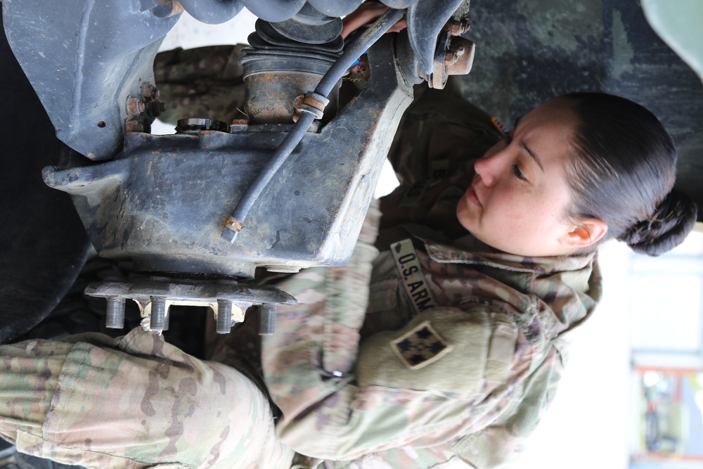 Spc. Laura Barajas, left, a Dallas-Fort Worth native and a wheeled