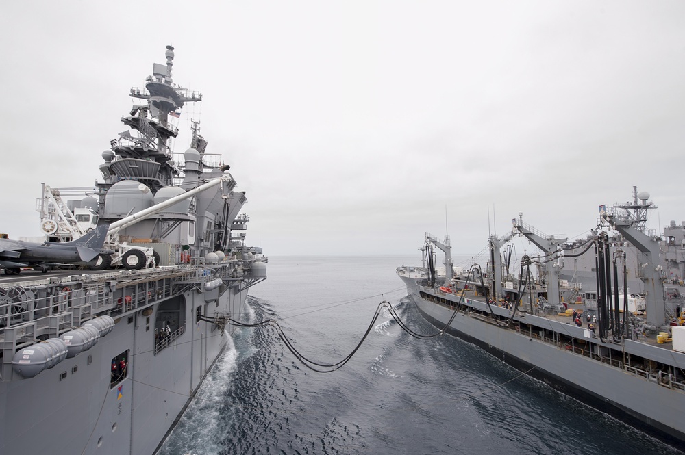 USS America conducts Relenishment at Sea with USNS Henry J. Kaiser