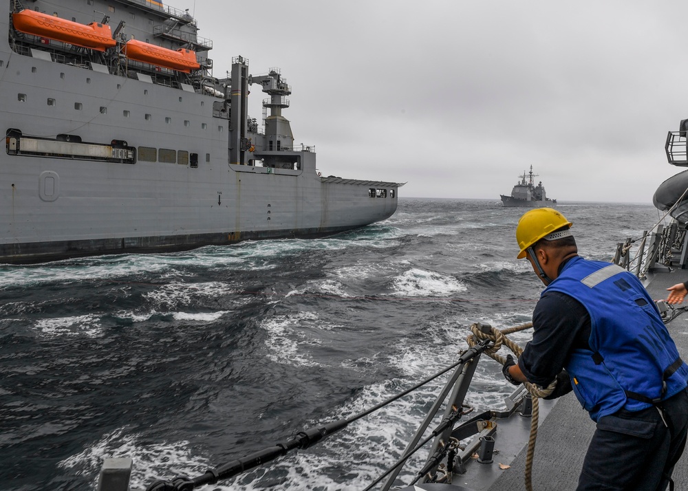 USS Wayne E. Meyer and USS Lake Champlain Conducts a Replenishment-at-Sea