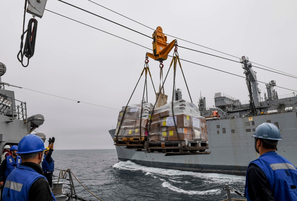 USS Wayne E. Meyer Conducts a Replenishment-at-Sea