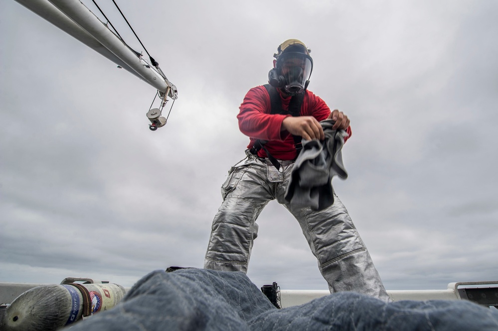 Sailor conducts bunker drills