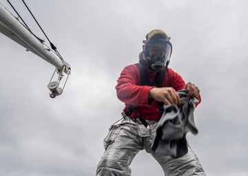 Sailor conducts bunker drills
