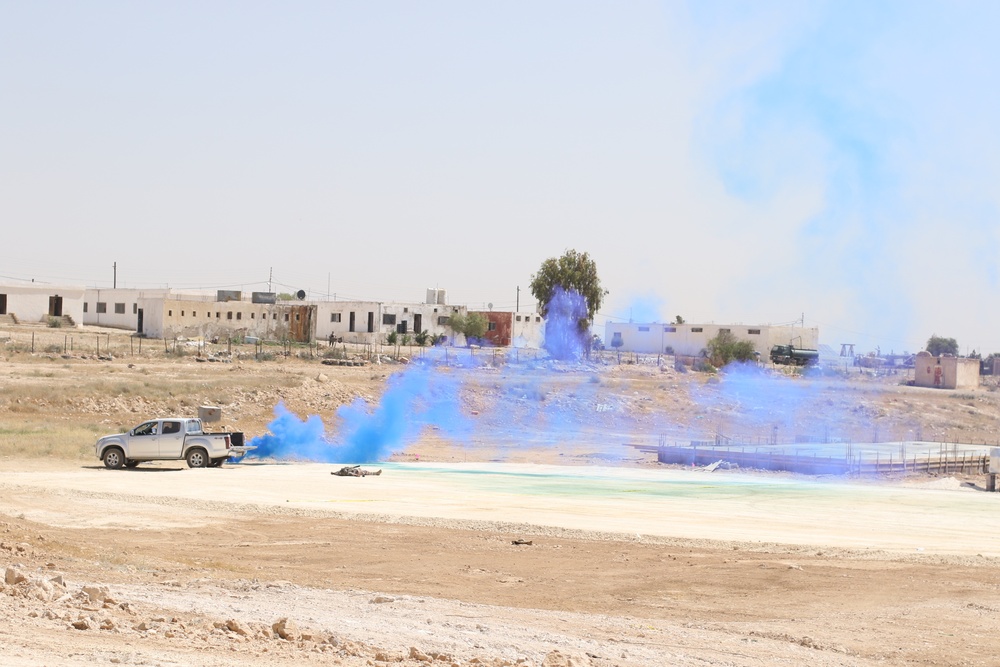A chemical, biological, radiological, nuclear training exercise simulates a vehicle contamination with causalities during Eager Lion 17