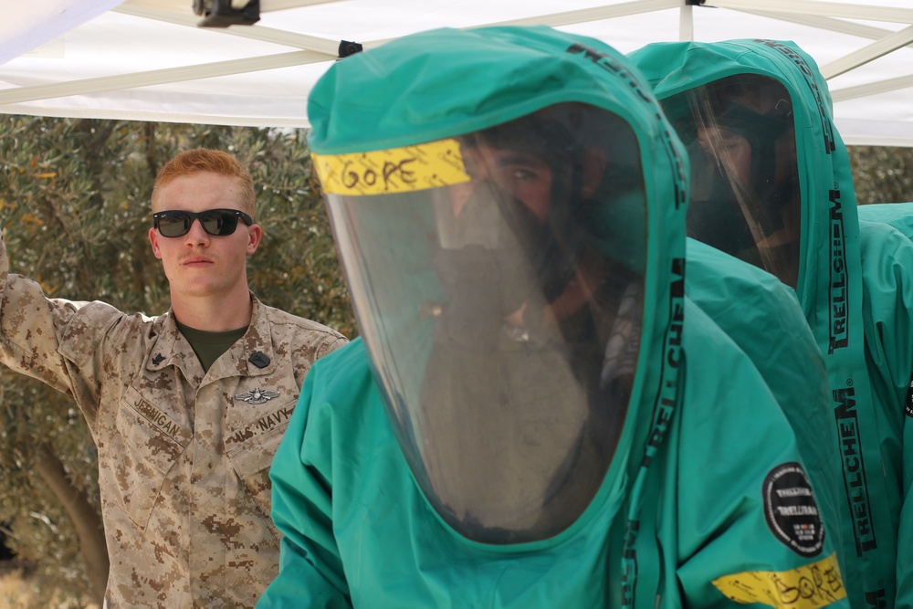 CBRN training between U.S. military, Jordan Armed Forces during Eager Lion 17