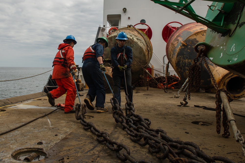 Coast Guard Cutter Oak's crew works buoys near Nantucket