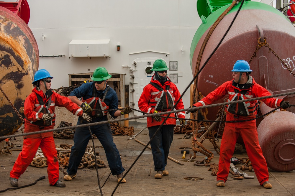 Coast Guard Cutter Oak's crew works buoys near Nantucket