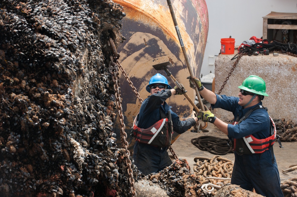 Coast Guard Cutter Oak's crew works buoys near Nantucket