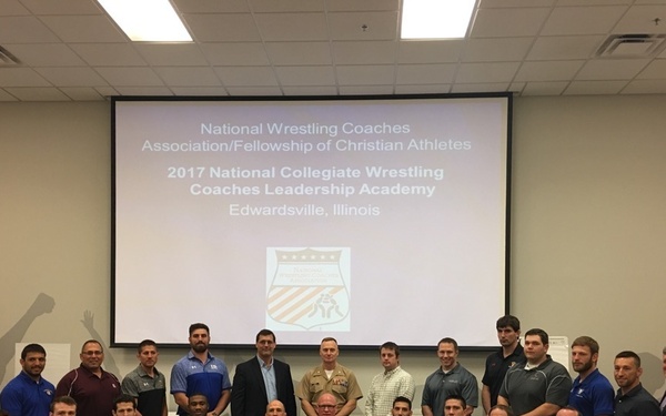 Marine leader speaks about values Marines, wrestlers share at NWCA leadership academy