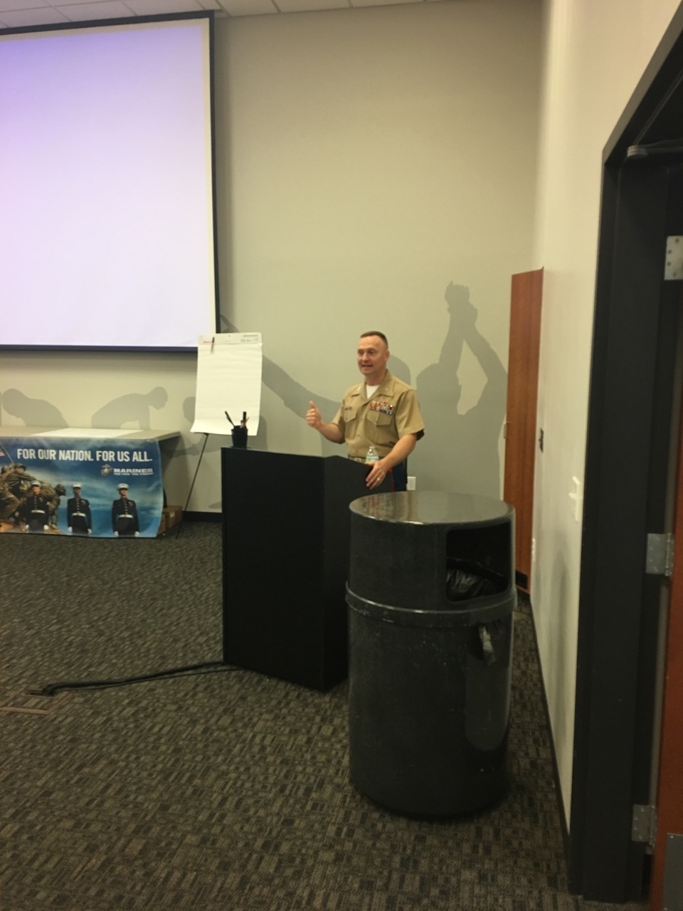 Marine leader speaks about values Marines, wrestlers share at NWCA leadership academy