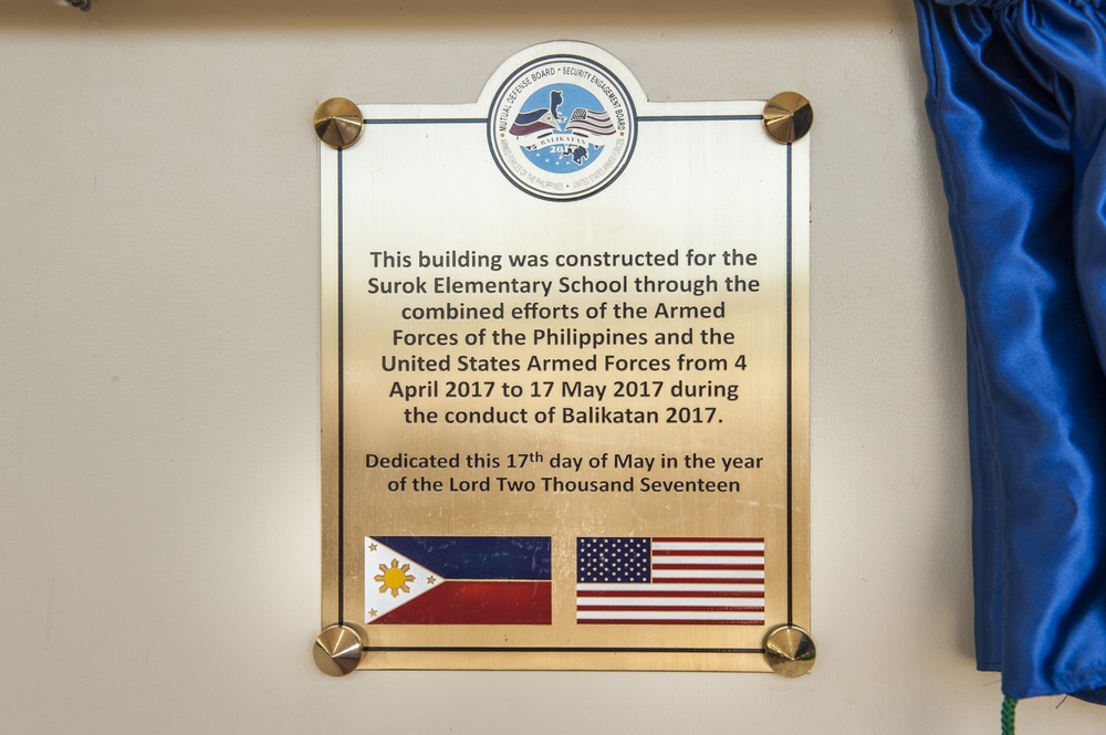 Dedication Ceremony at Surok Elementary during Balikatan 2017