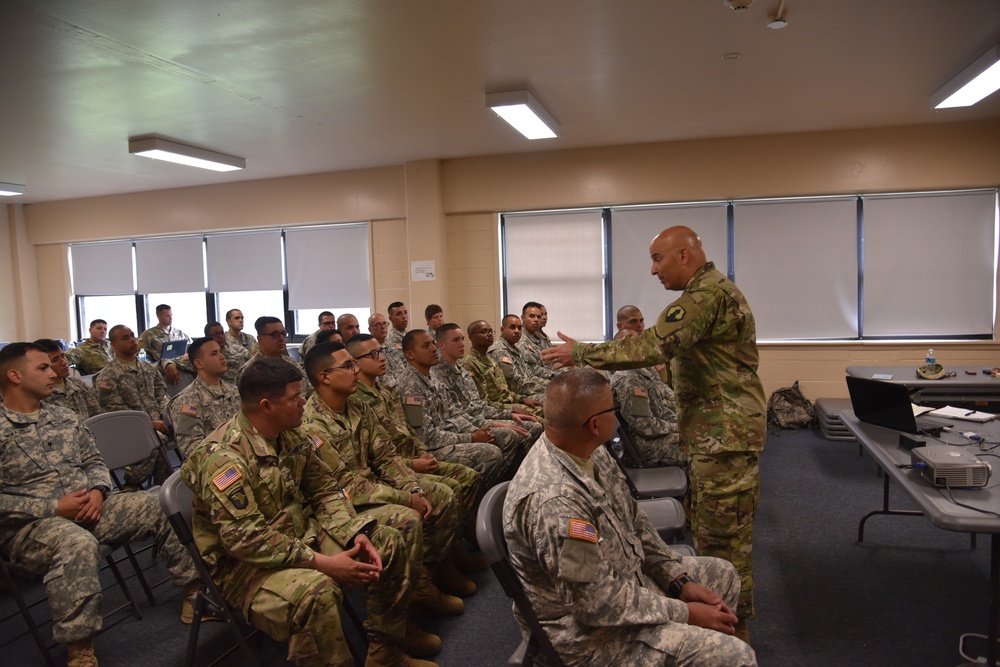 1st MSC leaders provide motivation and moral support to 246th Quartermaster Co. Soldiers