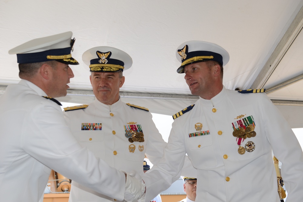 Coast Guard Cutter Escanaba holds change of command in Boston