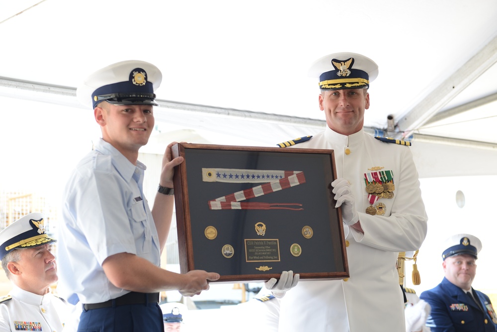 Coast Guard Cutter Escanaba holds change of command in Boston