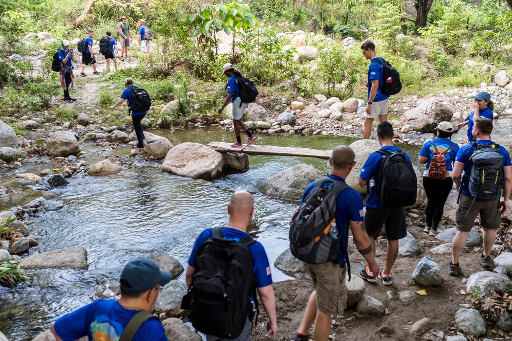 JTF-Bravo hikes over 5000 pounds of food and supplies to San Jerónimo, Comayagua, Honduras.