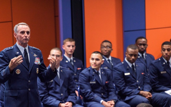 Rock returns to alma mater, commissions future AF leaders