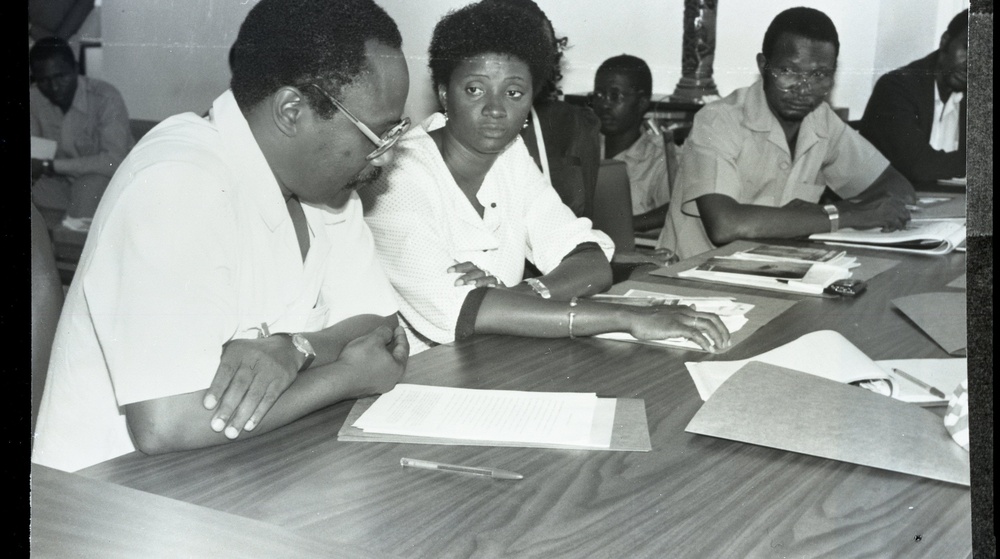 Moustapha Diallo w/ women entrepreneurs to discuss HRDA 1989