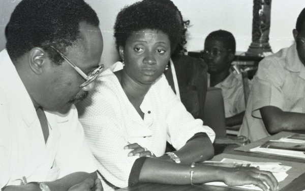 Moustapha Diallo w/ women entrepreneurs to discuss HRDA 1989