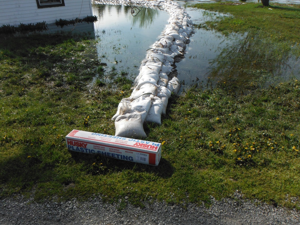 Sandbags placed for protection