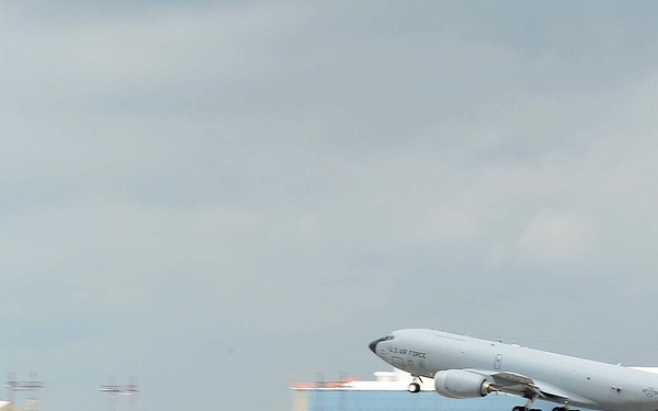 KC-135s evacuate McConnell AFB