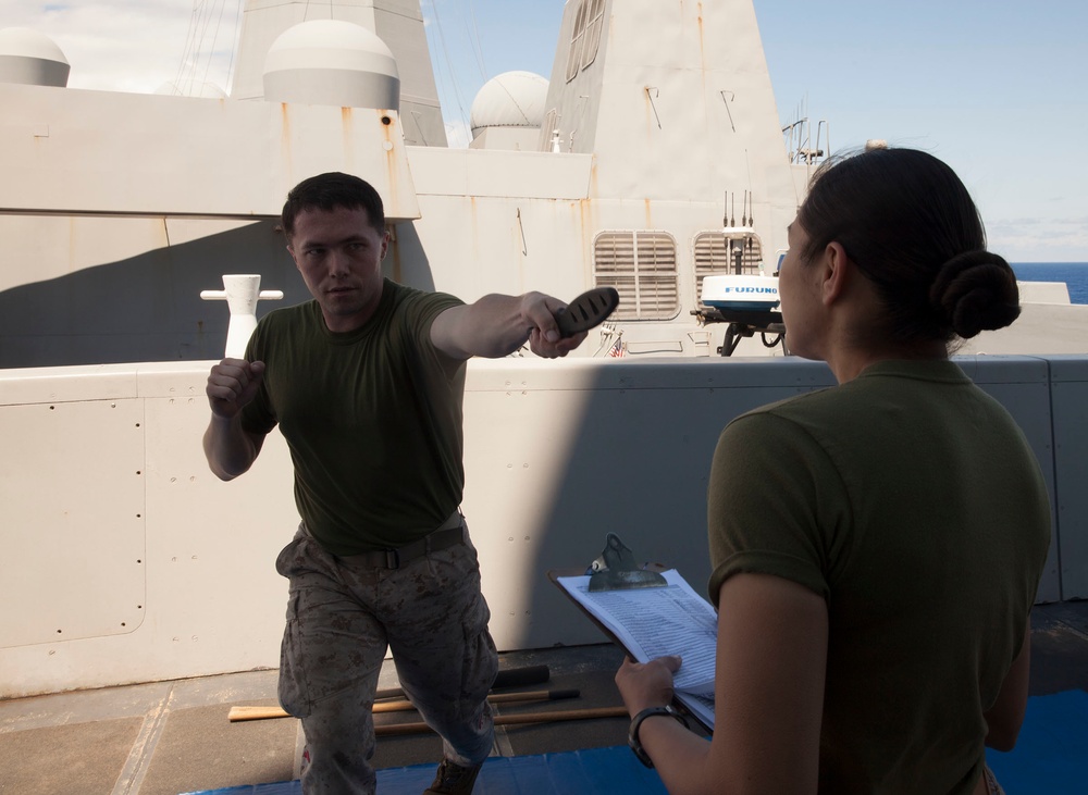 Combat Cargo Marine tests out for MCMAP gray belt