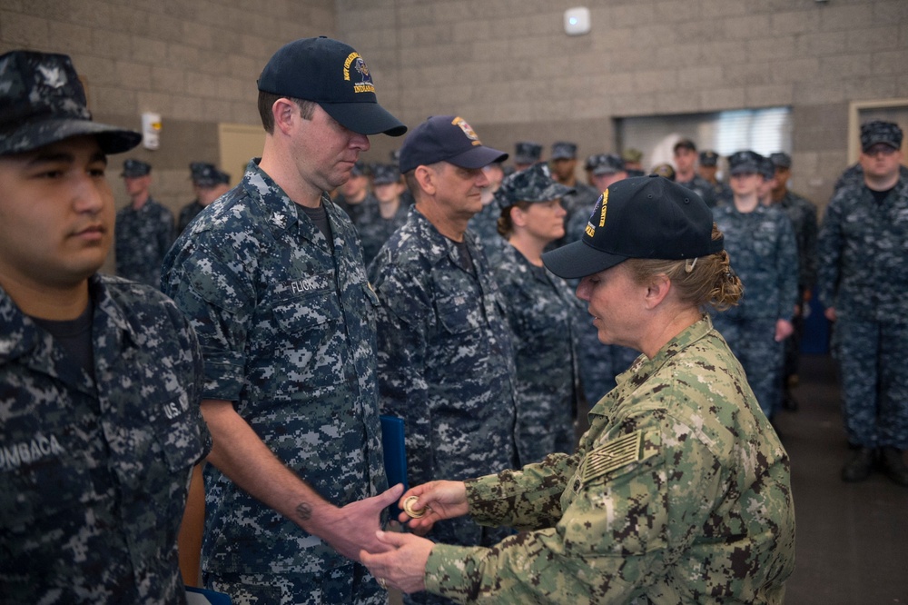 170520-N-QP351-061 INDIANAPOLIS (May 20, 2017) Rear Admiral Linda Wackerman, Deputy Commander, U.S. Naval Forces Southern Command, 4th Fleet, visits with Sailors from Navy Operational Support Center Indianapolis during an Admirals Call. Wackerman who also