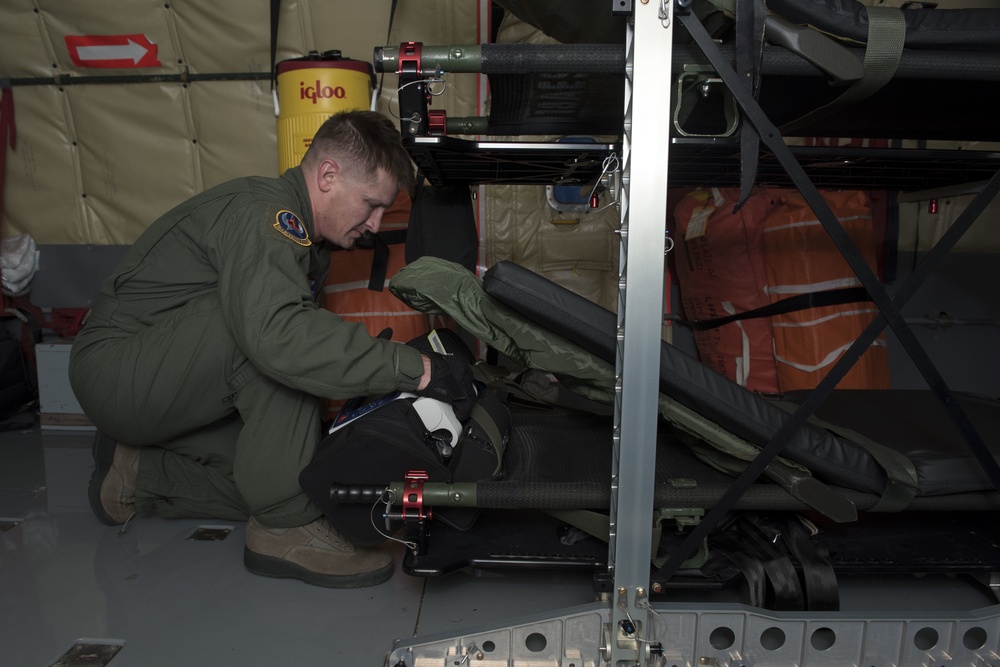 Stratotanker refuels Navy Hornets, aeromedevacs patients