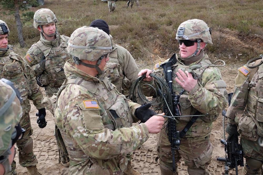 Battle Group Poland combat engineers start their day off with a bang