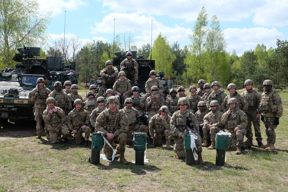 Battle Group Poland combat engineers start their day off with a bang