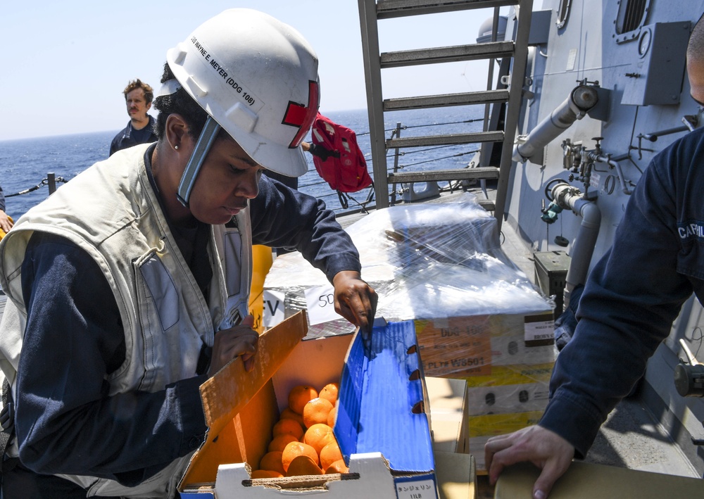 USS Wayne E. Meyer Conducts a Replenishment-at-Sea