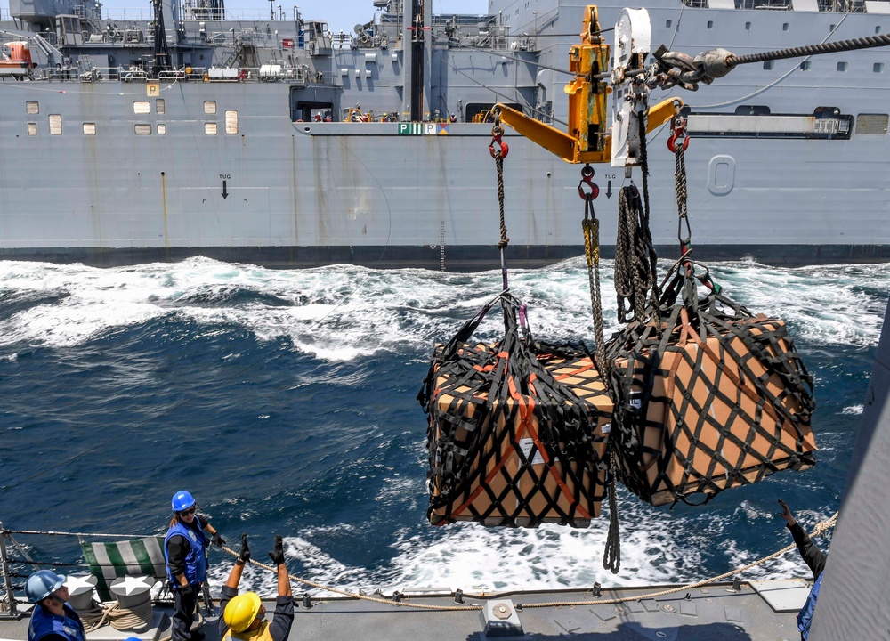 USS Wayne E. Meyer Conducts a Replenishment-at-Sea