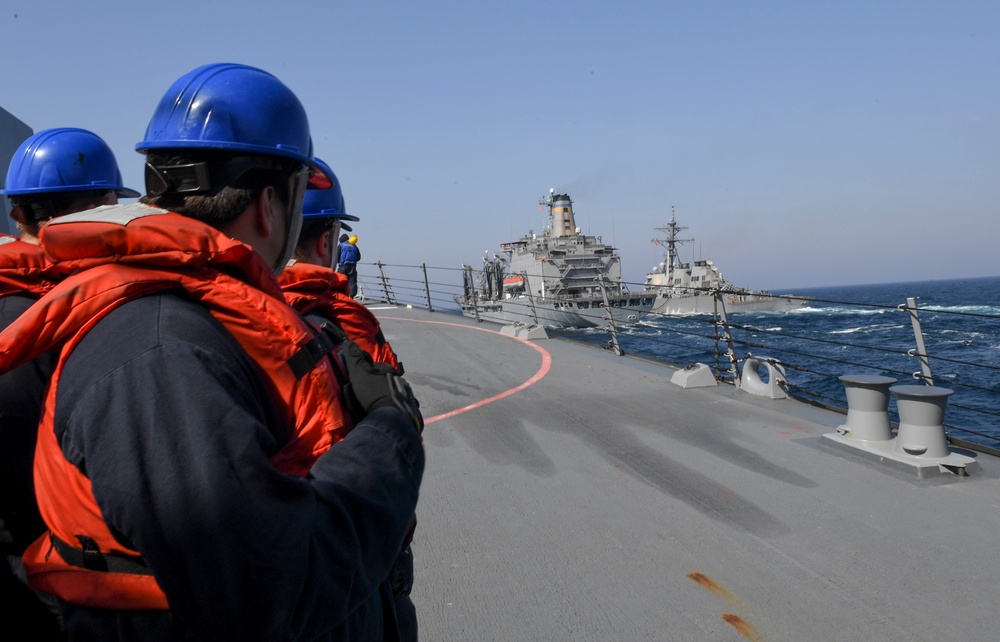 USS Wayne E. Meyer Conducts a Replenishment-at-Sea