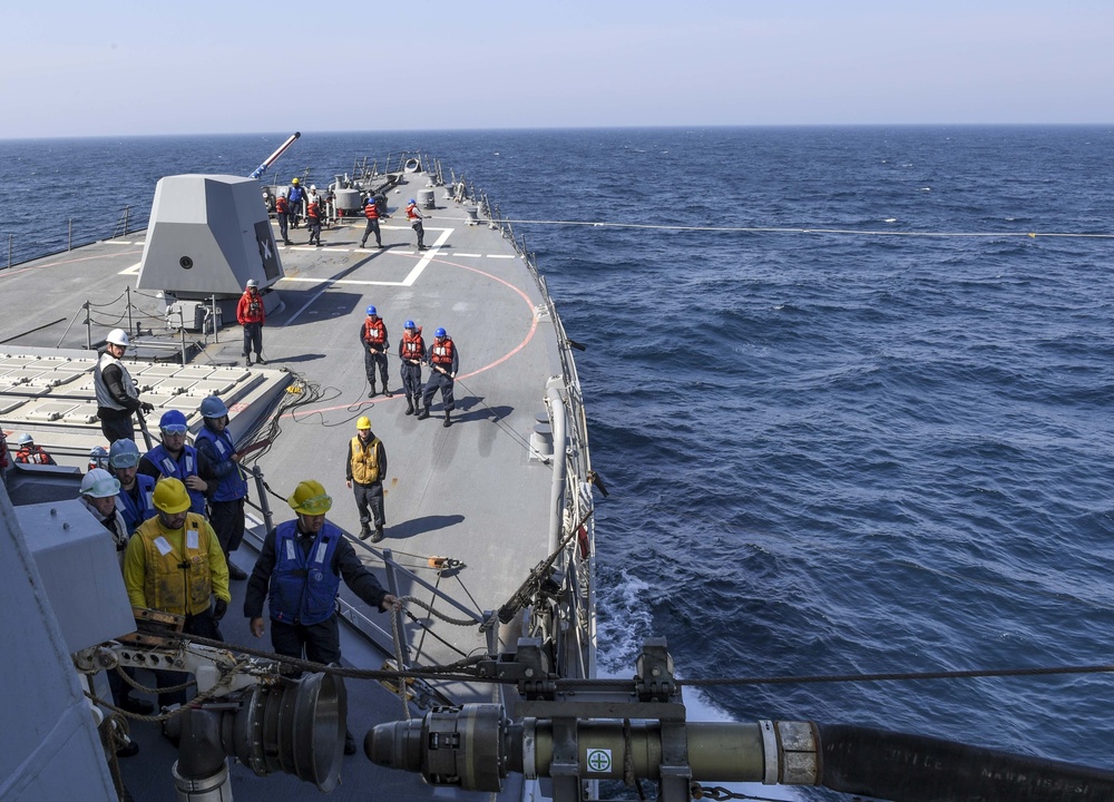 USS Wayne E. Meyer Conducts a Replenishment-at-Sea